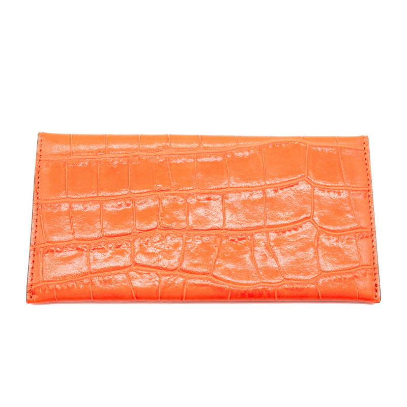 Katy Croco Orange Card Holder Leather Wallet back