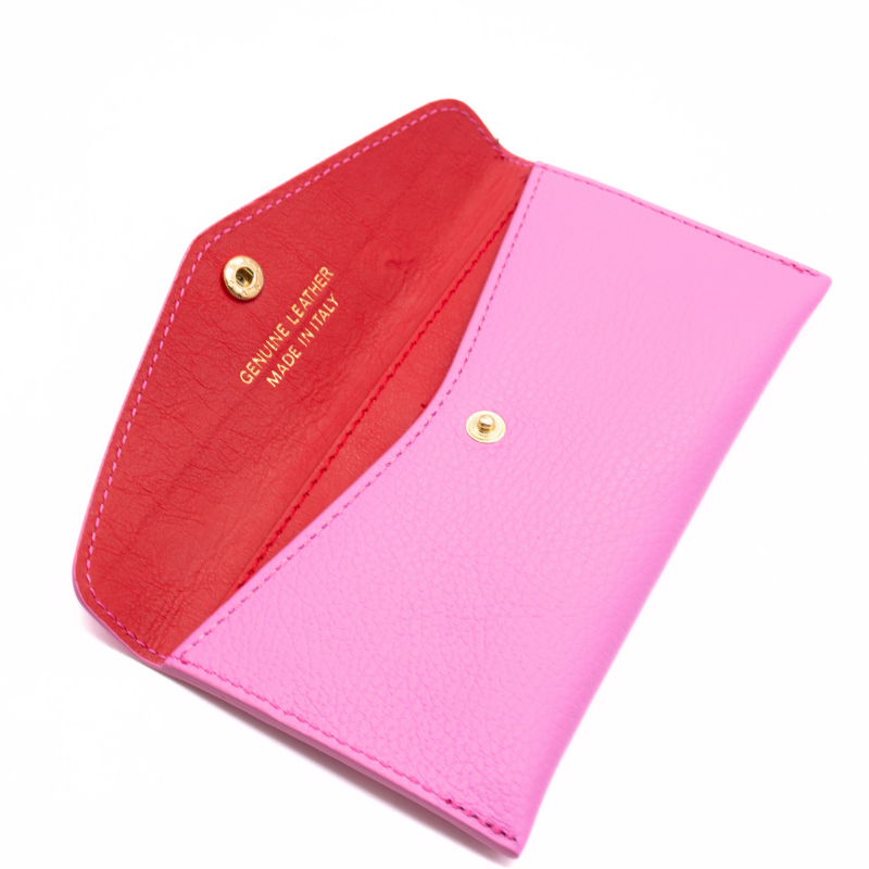 katy pink card holder leather wallet interior