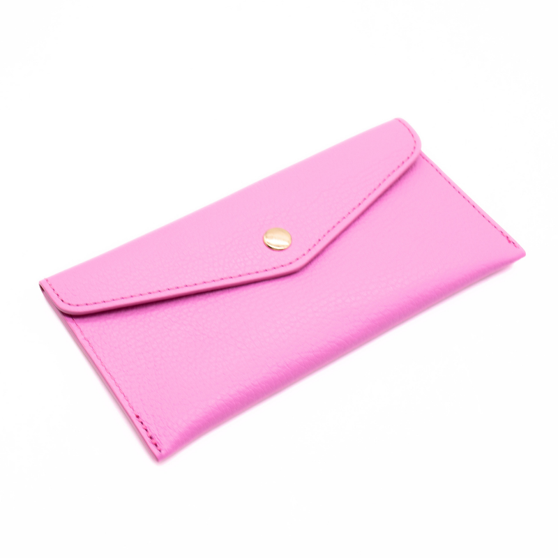 katy pink card holder leather wallet side