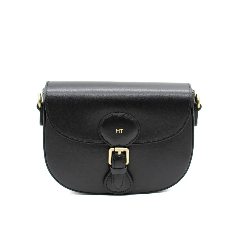 lili black crossbody leather bag gold personalization