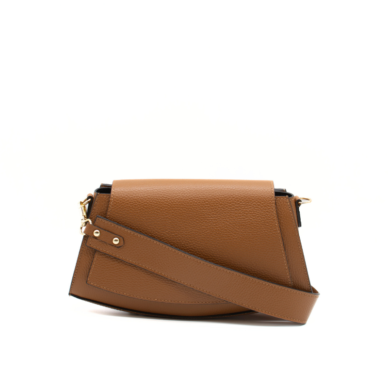 balance camel shoulder leather bag