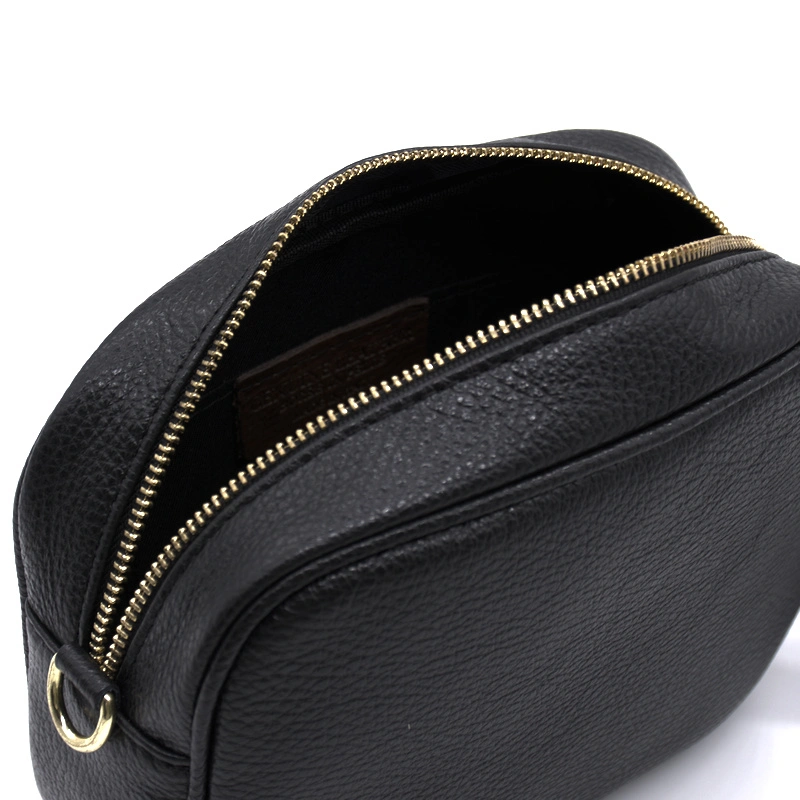 bb black crossbody leather bag interior detail