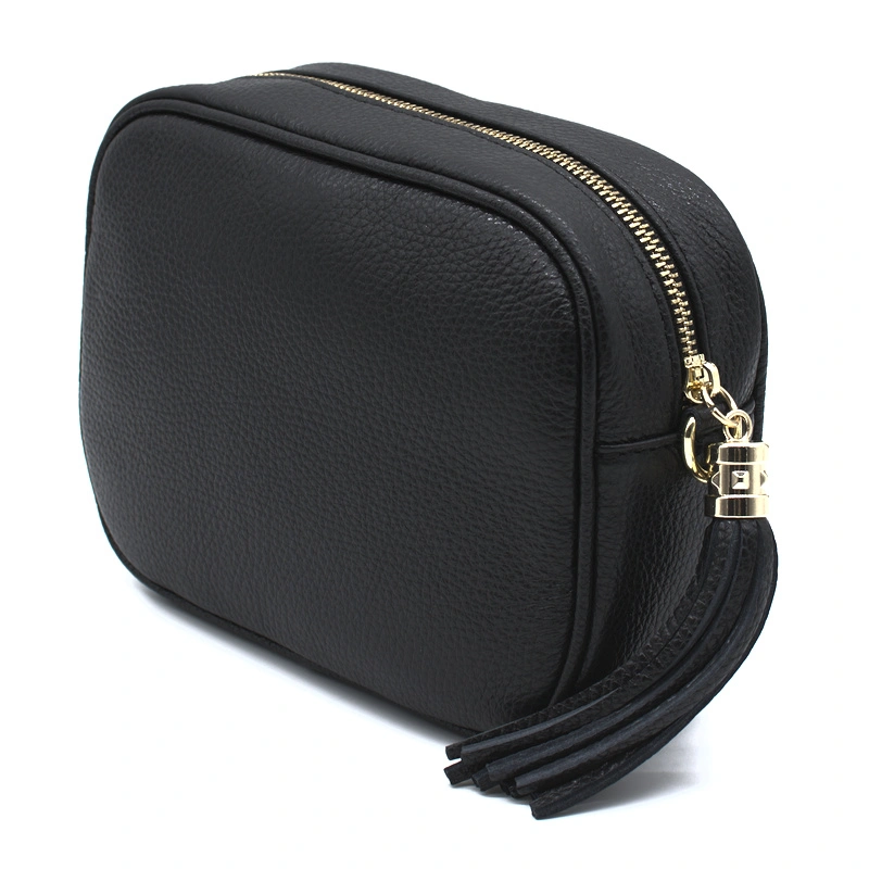 bb black crossbody leather bag side