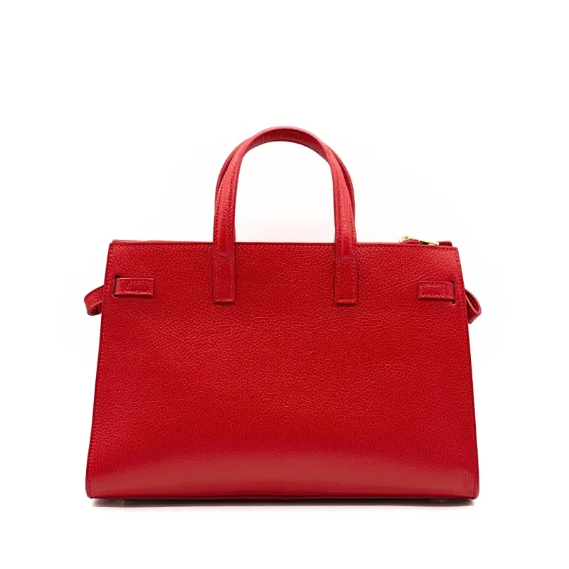 carine red leather handbag back