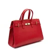 carine red leather handbag side