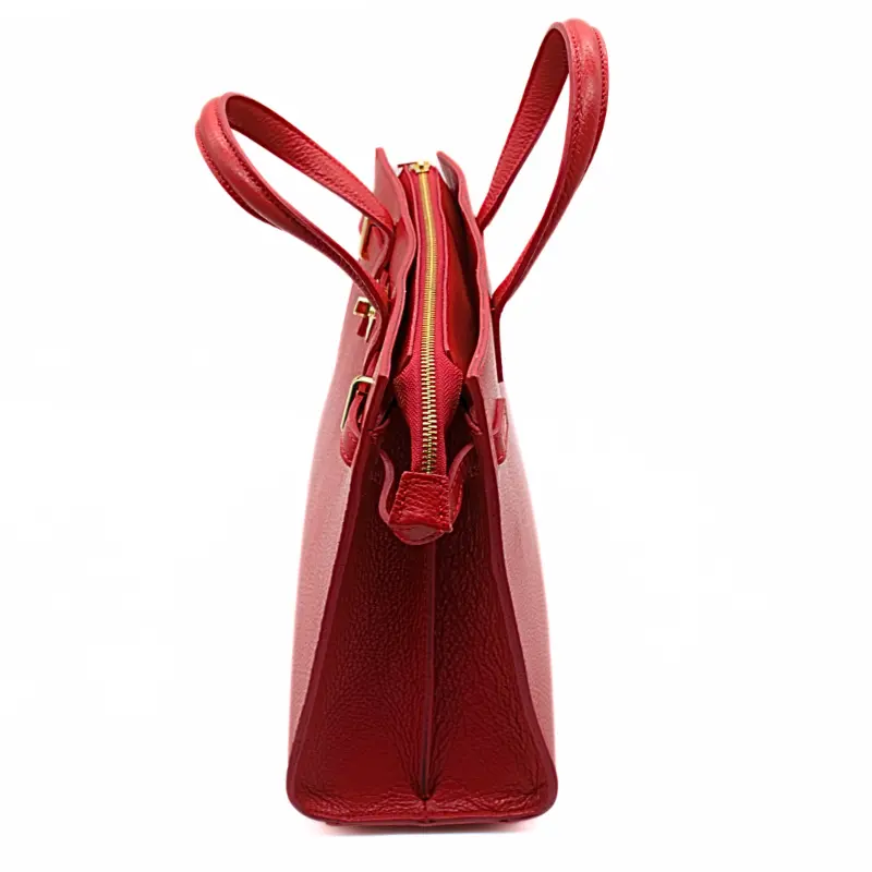 carine red leather handbag zip