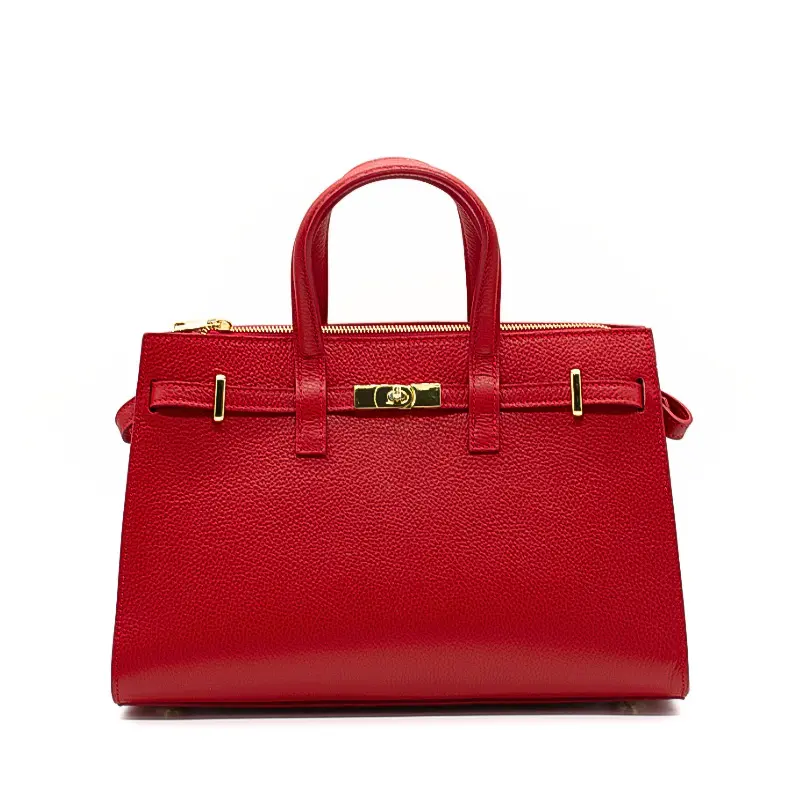 carine red leather handbag