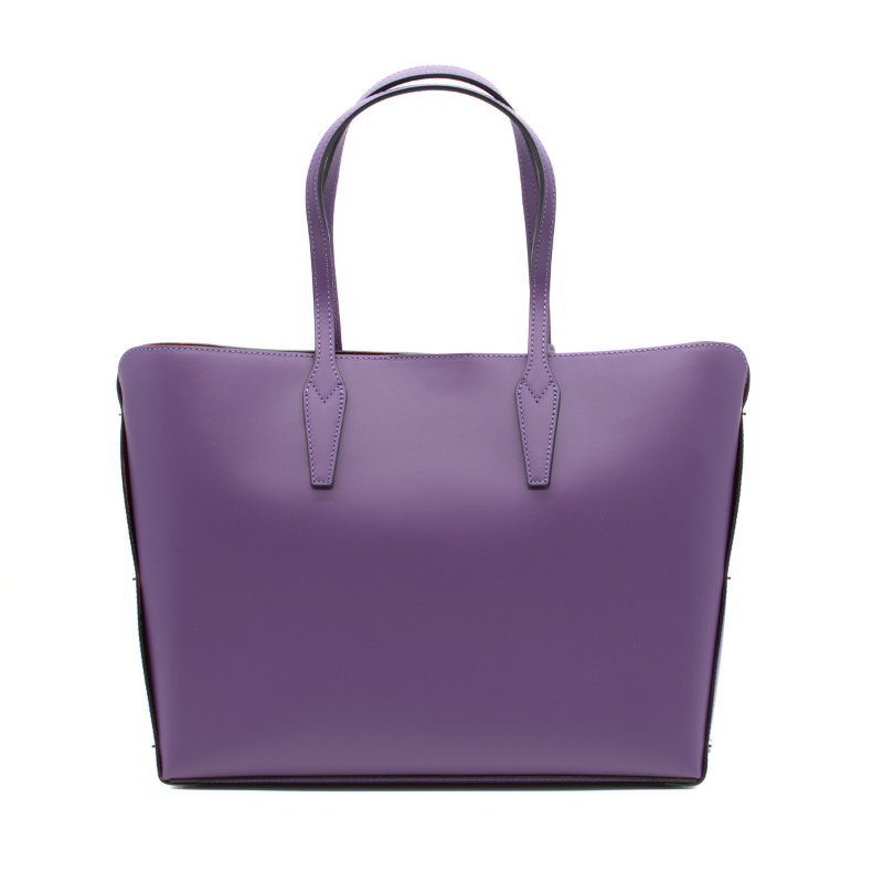 stud purple tote leather bag back