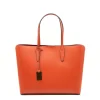 stud terracota tote leather bag