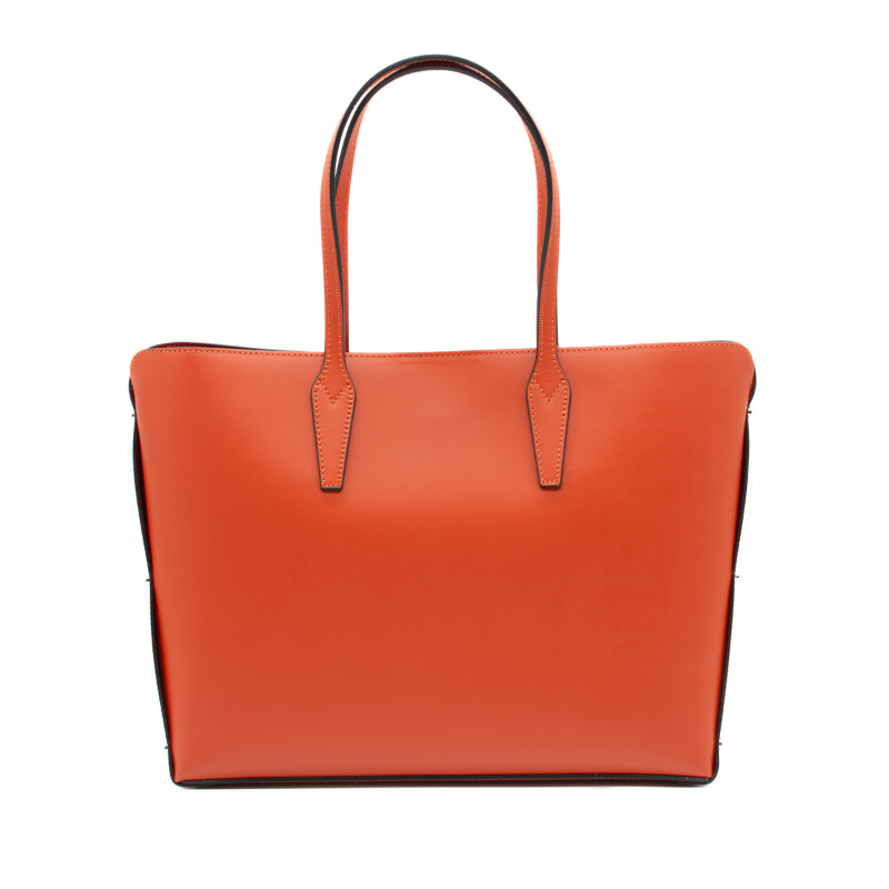 stud terracota tote leather bag back