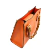 bamboo orange leather handbag closing