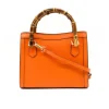 bamboo orange leather handbag leather strap