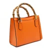 bamboo orange leather handbag side