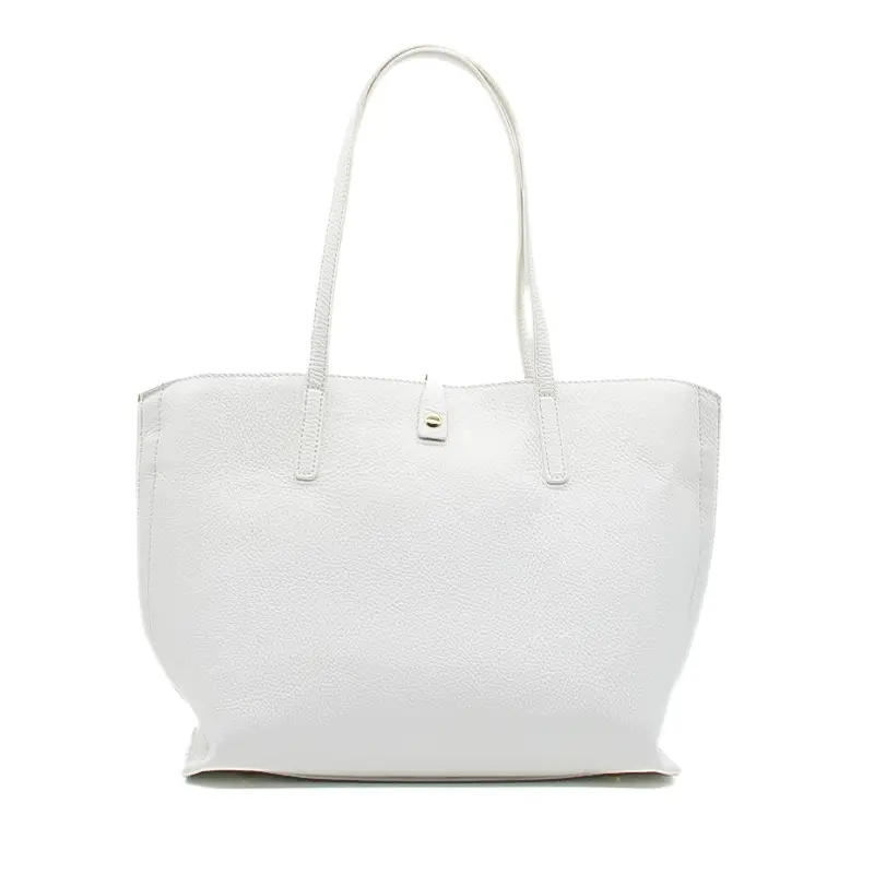 bela white tote leather bag back