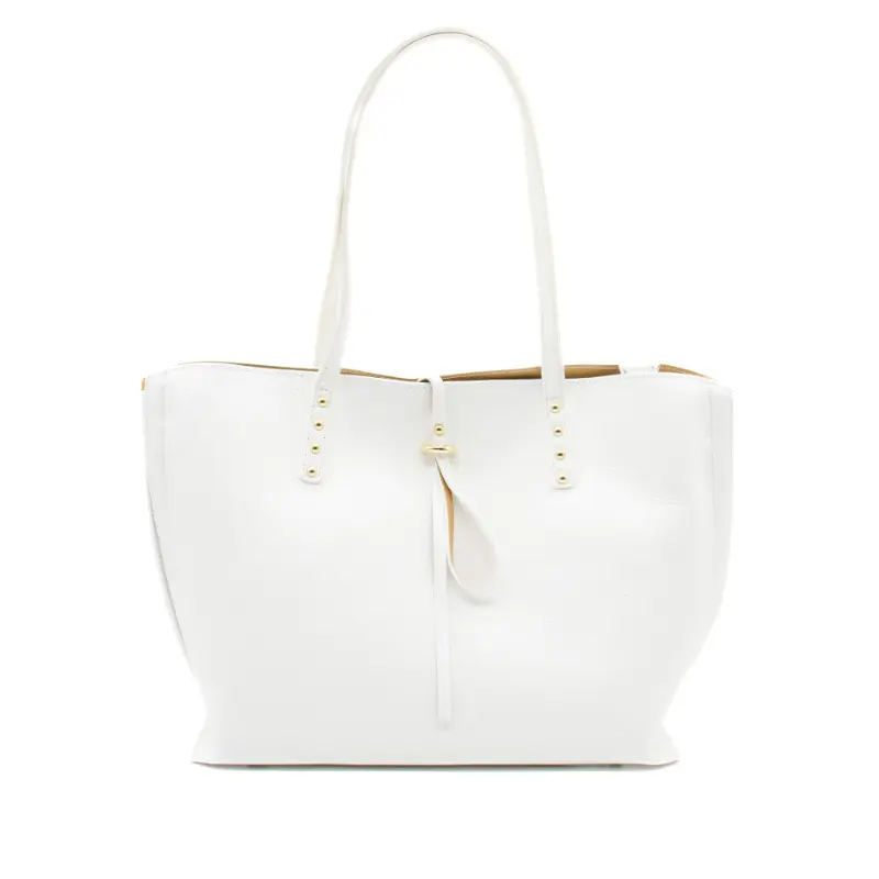 bela white tote leather bag