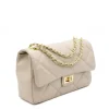 classy m shouler leather bag beige side