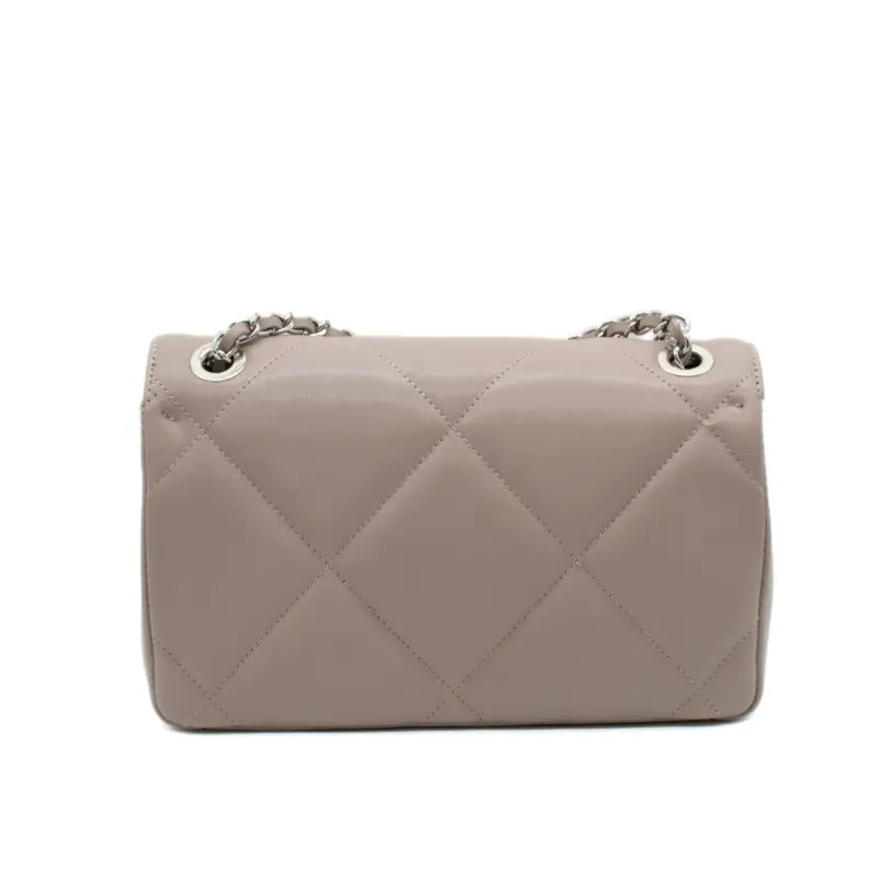 classy m shoulder leather bag taupe back