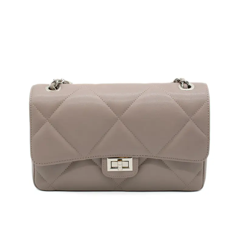 classy m shoulder leather bag taupe front