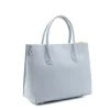 emma blue leather handbag side