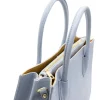 emma blue leather handbag zip detail