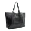 essential black leather shopper bag side