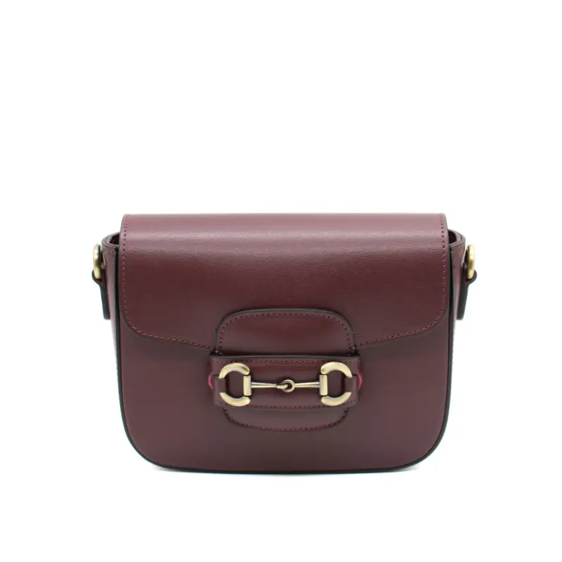 horsy bordeaux crossbody leather bag