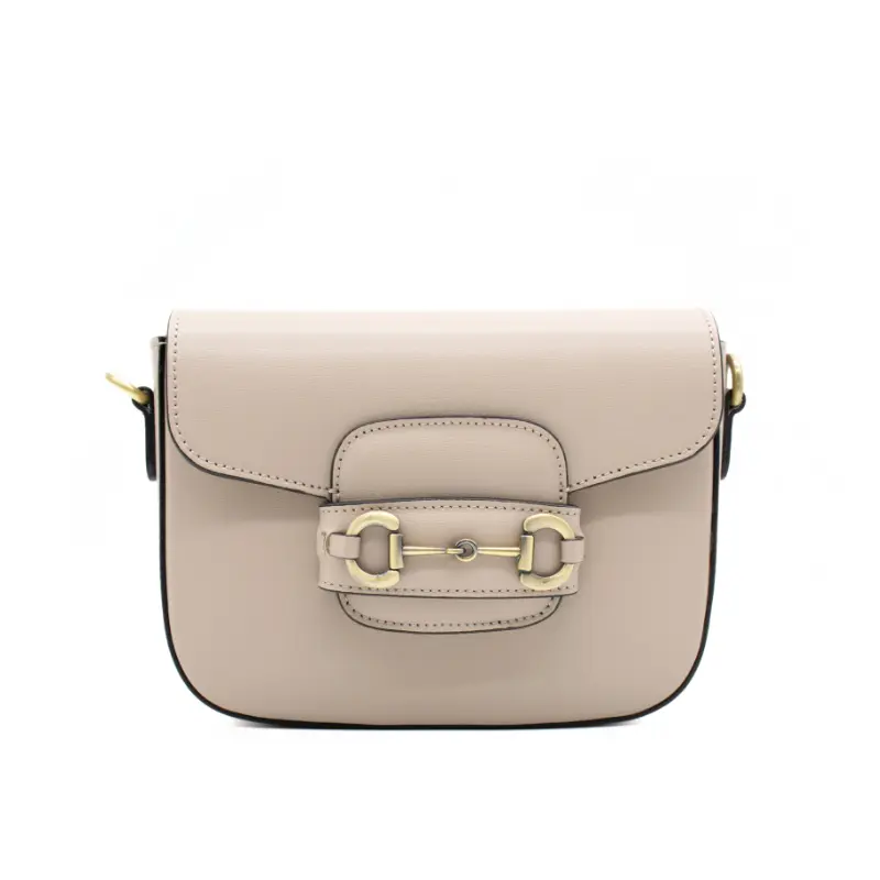 horsy taupe crossbody leather bag