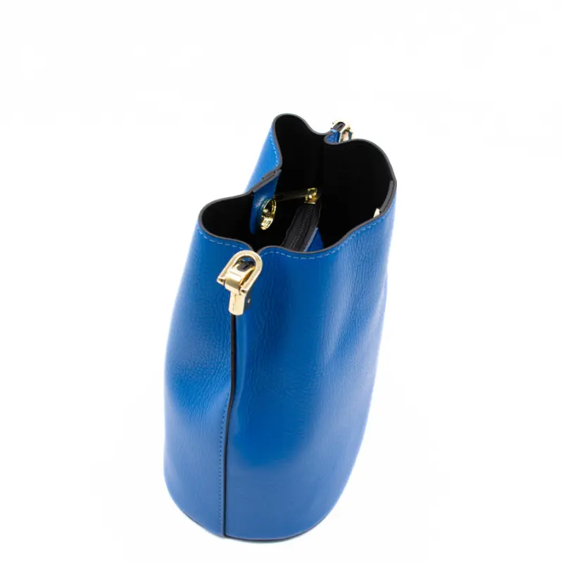 interior da Jessie Mala Bucket Azul em Pele