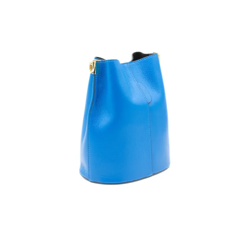 jessie blue leather bucket bag leather side