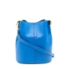 jessie blue leather bucket bag leather strap