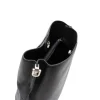 jessie l black leather bucket bag interior detail