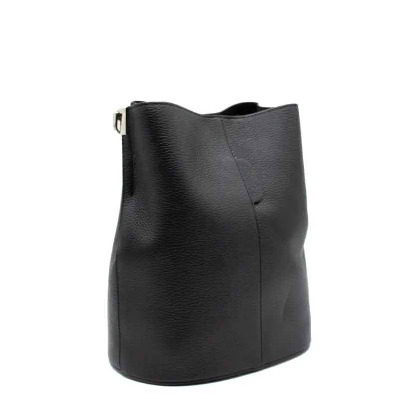 jessie l black leather bucket bag side