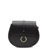 loop black leather shoulder bag gold personalization