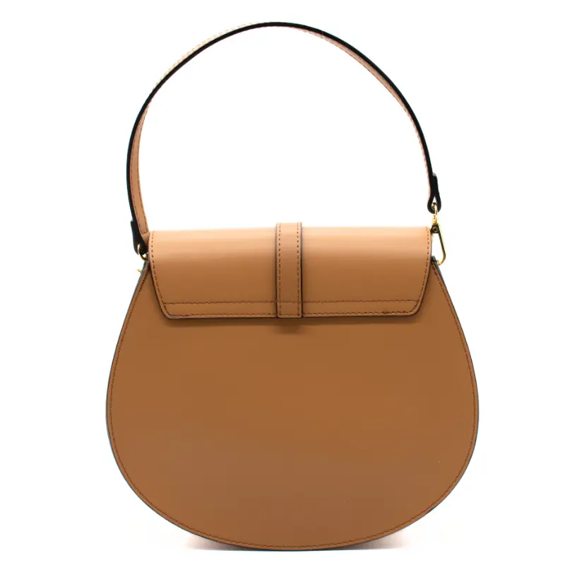 loop camel leather shoulder bag back