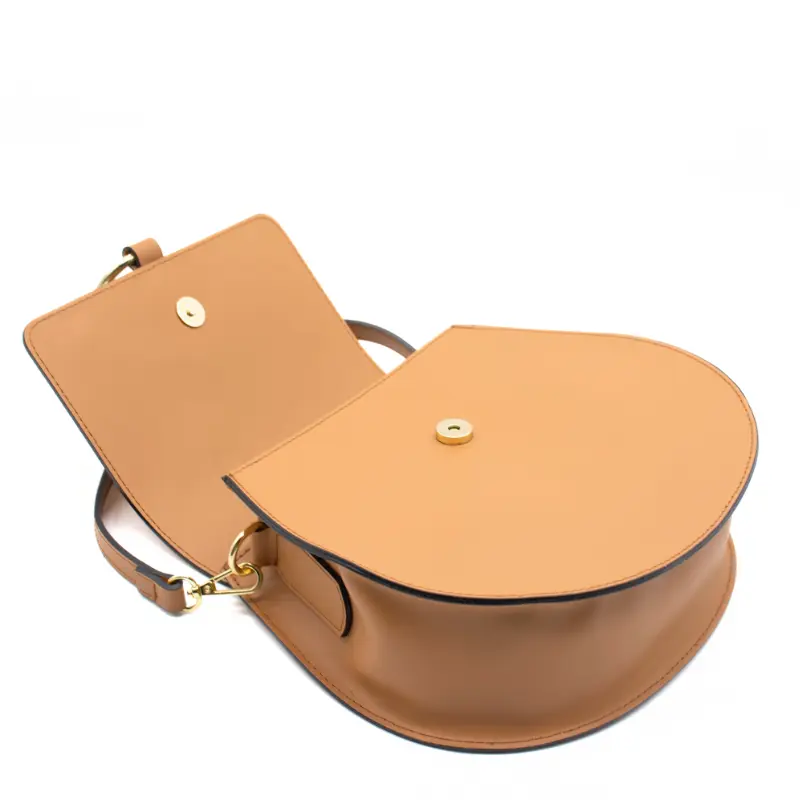 loop camel leather shoulder bag layed