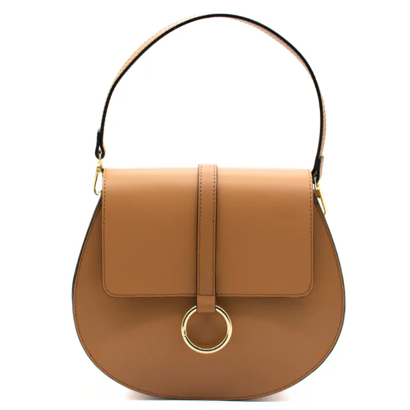 loop camel leather shoulder bag strap