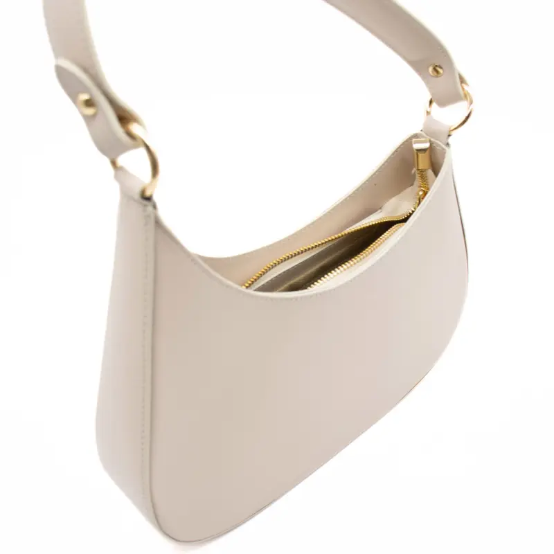 moon beige shoulder leather bag interior