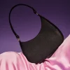 moon black shoulder leather bag on model