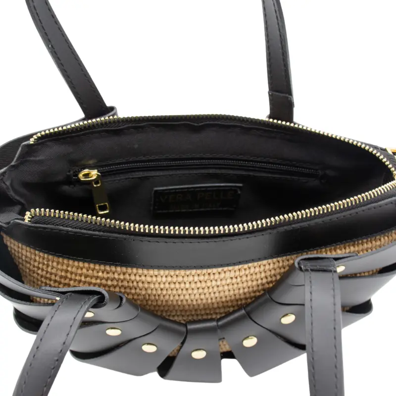 sunshine m black leather handbag zip