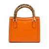 bamboo orange leather handbag gold personalization