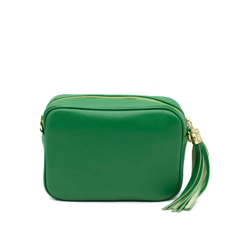 bb green leeather crossbody bag back