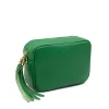 bb green leeather crossbody bag side