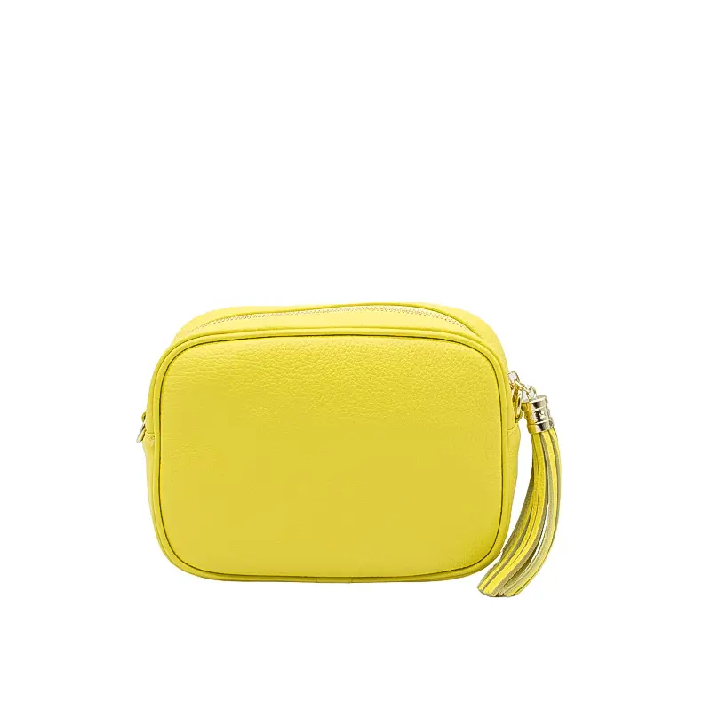 bb yellow leather crossbody bag back