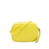 bb yellow leather crossbody bag front strap