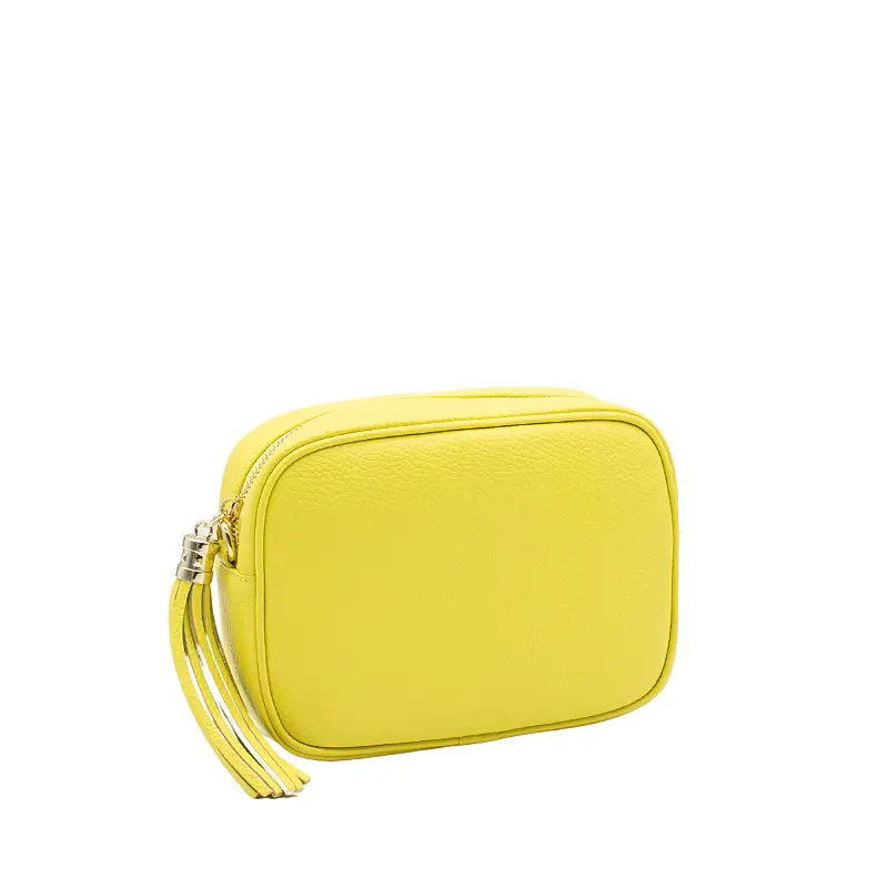 bb yellow leather crossbody bag side