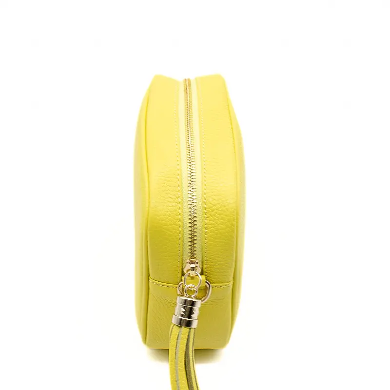 bb yellow leather crossbody bag zip