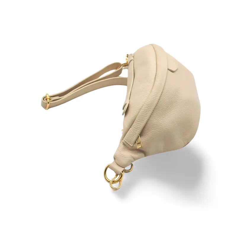 Bum Bag Beige Leather Bag side