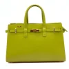 carine green leather handbag gold personalization