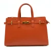 carine orange leather handbag gold personalization