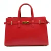 carine red leather handbag gold personalization